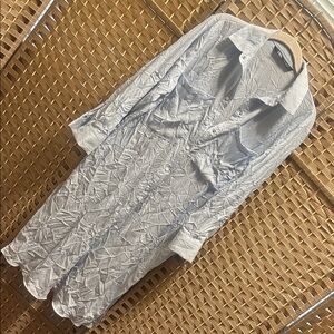 Zara Light Gray Crinkled Long Sleeve Shirt Dress